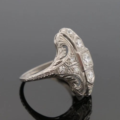 Vintage 3.97gr Platinum Old European Cut & Transitional 0.30ctw Diamond Ring Size 5.75