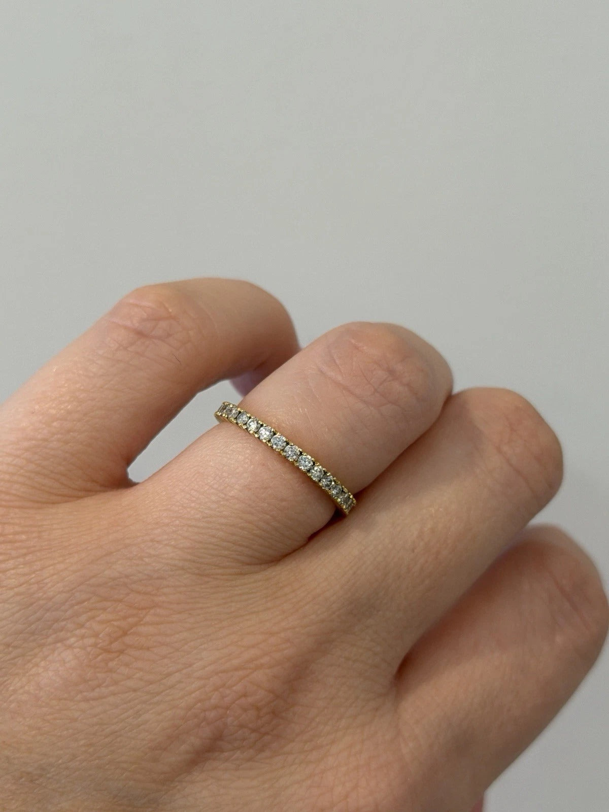 Consignment - Simon G 18K Yellow Gold Eternity .89CTW Round Natural Diamonds Band Ring Sz 7.25 - 18k gold, yellow gold, di...