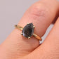 14K Yellow Gold 1CTW Natural Salt & Pepper Pear Shape Diamond Ring Size 4.25