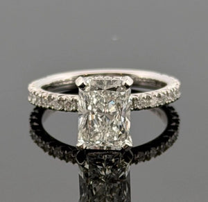 Platinum Solitaire Diamond Natural Radiant 2.50ct F/VS2 GIA Engagement Ring Size 7