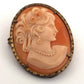 Victorian Style Shell Cameo Yellow Plated Frame Brooch, 3.5cm x 2.5cm