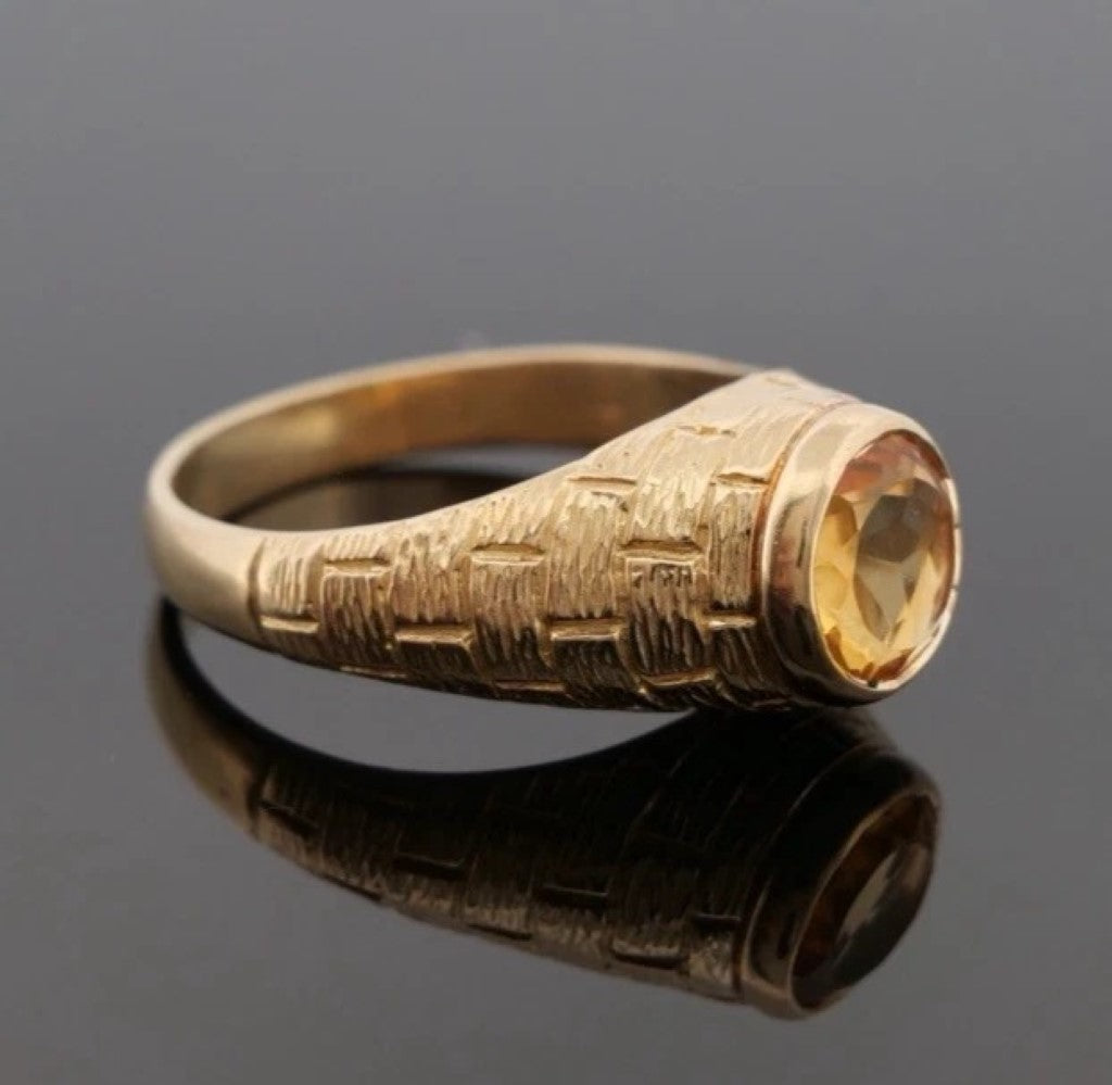 Devine & Co. - Men’s Custom 14K Yellow Gold 10MM Natural Citrine 10.72 Grams Ring Size 13.5 - 14k gold, yellow gold, ring...