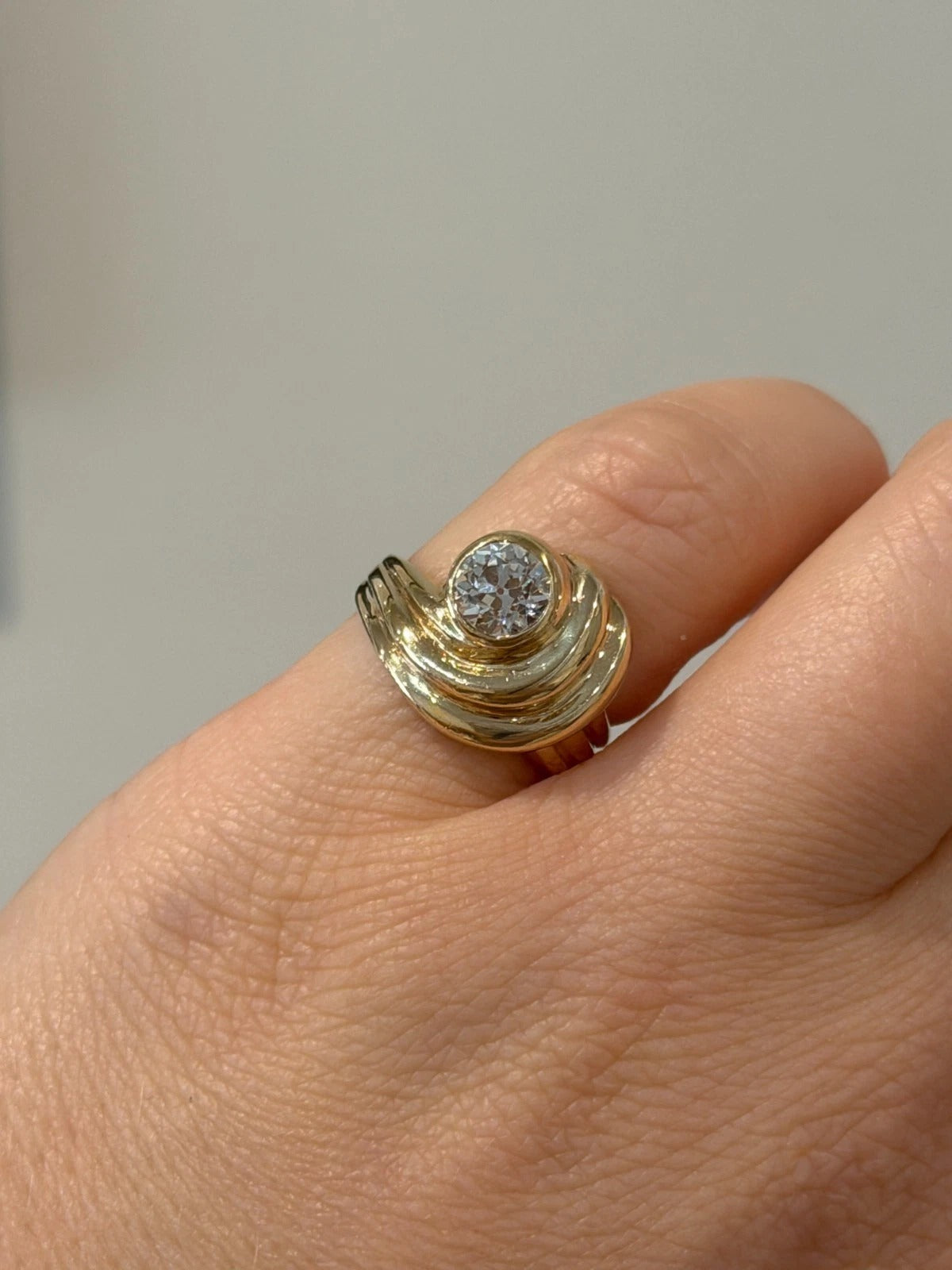 Vintage 14K Yellow Gold Old  1.00ct VS H-European Cut Diamond Ring Size 5