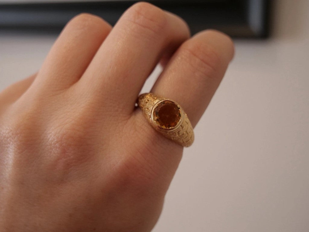 Devine & Co. - Men’s Custom 14K Yellow Gold 10MM Natural Citrine 10.72 Grams Ring Size 13.5 - 14k gold, yellow gold, ring...