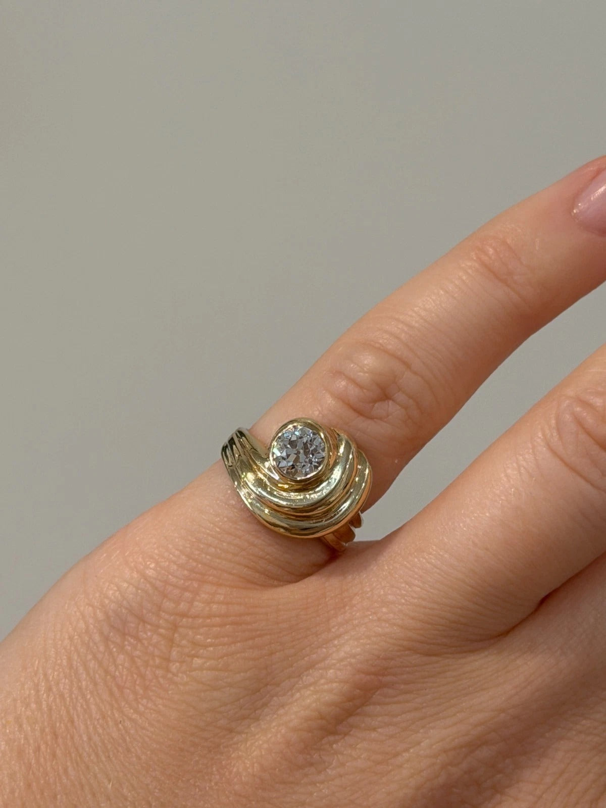 Vintage 14K Yellow Gold Old  1.00ct VS H-European Cut Diamond Ring Size 5