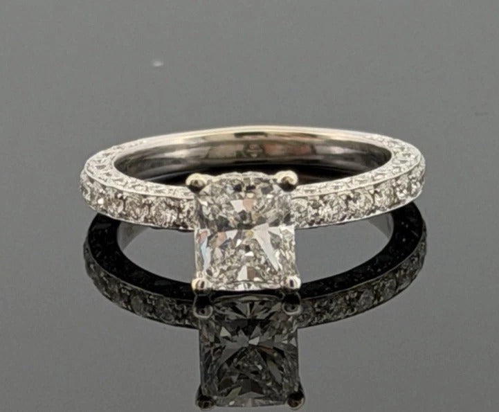 Consignment - Natural GIA Certified 1.21ct F VS1 14K Gold Cushion Diamond Engagement Ring Size 6 - 14k gold, diamond, ring...