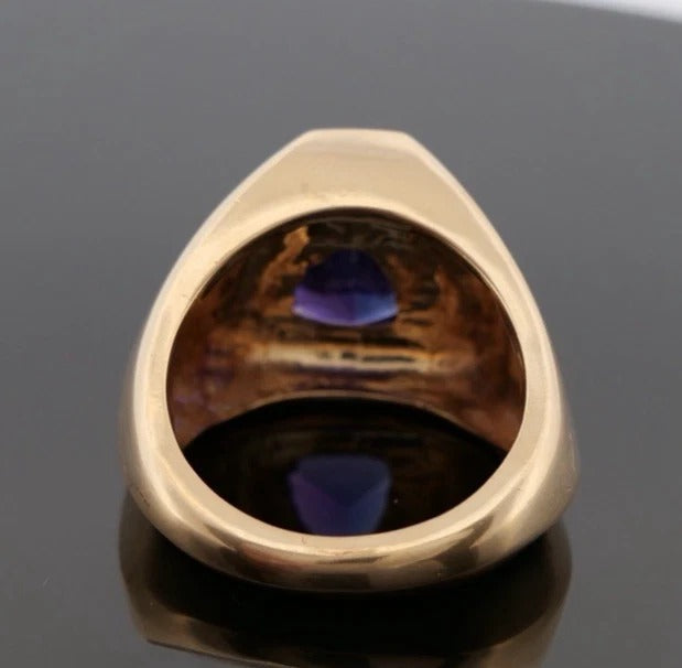 Men’s Custom 40.72 Grams Tanzanite & Diamond 14K Yellow Gold Ring Size 12.5