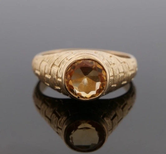 Devine & Co. - Men’s Custom 14K Yellow Gold 10MM Natural Citrine 10.72 Grams Ring Size 13.5 - 14k gold, yellow gold, ring...