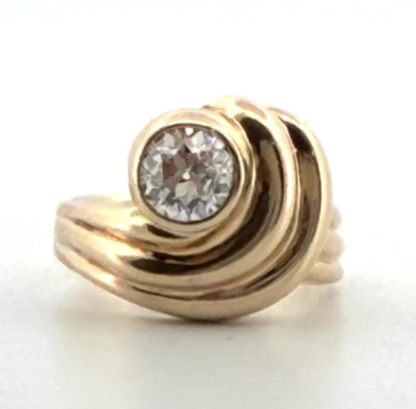 Vintage 14K Yellow Gold Old  1.00ct VS H-European Cut Diamond Ring Size 5