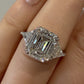 Consignment - Platinum Three-Stone Ring 4.10ct Emerald Cut Diamond GIA Certified Trillion Sides Size 6.5 - platinum, diamo...