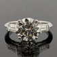 Consignment - Platinum 3.01ct Round Brilliant Natural Diamond GIA Baguettes Three-Stone Ring - platinum, diamond, ring - D...