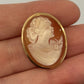 Vintage Hand-Carved Shell Cameo 14K Gold 3.57g Pendant Brooch 3.75cm x 2cm