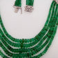 14K White Gold Approx. 290 Carats 20" Diamonds 5-Strand Faceted Emerald Necklace