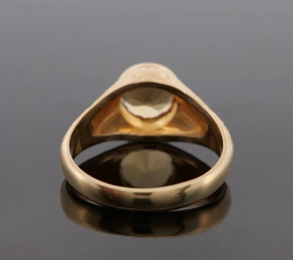 Devine & Co. - Men’s Custom 14K Yellow Gold 10MM Natural Citrine 10.72 Grams Ring Size 13.5 - 14k gold, yellow gold, ring...