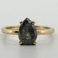 14K Yellow Gold 1CTW Natural Salt & Pepper Pear Shape Diamond Ring Size 4.25