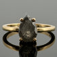 14K Yellow Gold 1CTW Natural Salt & Pepper Pear Shape Diamond Ring Size 4.25