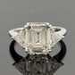 Consignment - Platinum Three-Stone Ring 4.10ct Emerald Cut Diamond GIA Certified Trillion Sides Size 6.5 - platinum, diamo...