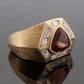 14K Yellow Gold Men’s Custom 23.39 Grams Whiskey Topaz & Diamond Ring Size 12.5