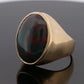 14K Yellow Gold 20.80 Grams Men’s Large Oval Cabochon Bloodstone Ring Size 14.5