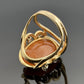 14K Yellow Gold Freeform Large Natural Orange Jadeite Cabochon & Diamond Ring by Devine & Co — side view