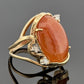 14K Yellow Gold Freeform Large Natural Orange Jadeite Cabochon & Diamond Ring by Devine & Co — front view
