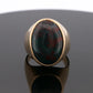 14K Yellow Gold 20.80 Grams Men’s Large Oval Cabochon Bloodstone Ring Size 14.5