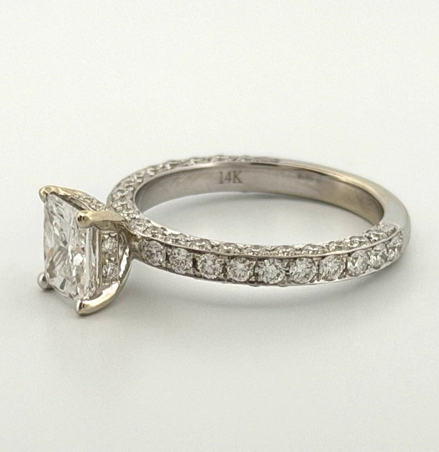 Consignment - Natural GIA Certified 1.21ct F VS1 14K Gold Cushion Diamond Engagement Ring Size 6 - 14k gold, diamond, ring...