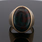 14K Yellow Gold 20.80 Grams Men’s Large Oval Cabochon Bloodstone Ring Size 14.5