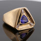 Men’s Custom 40.72 Grams Tanzanite & Diamond 14K Yellow Gold Ring Size 12.5