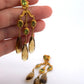 22K Yellow Gold  Golden Smoky Quartz & Peridot 20.87g Chandelier Earrings