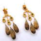 22K Yellow Gold  Golden Smoky Quartz & Peridot 20.87g Chandelier Earrings