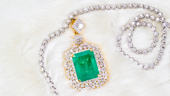 Private Jeweler Custom Luxury Jewelry Emerald Diamond Necklace