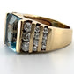14K Yellow Gold Emerald Cut 7.75g Aquamarine Diamond Ring Size 4.75