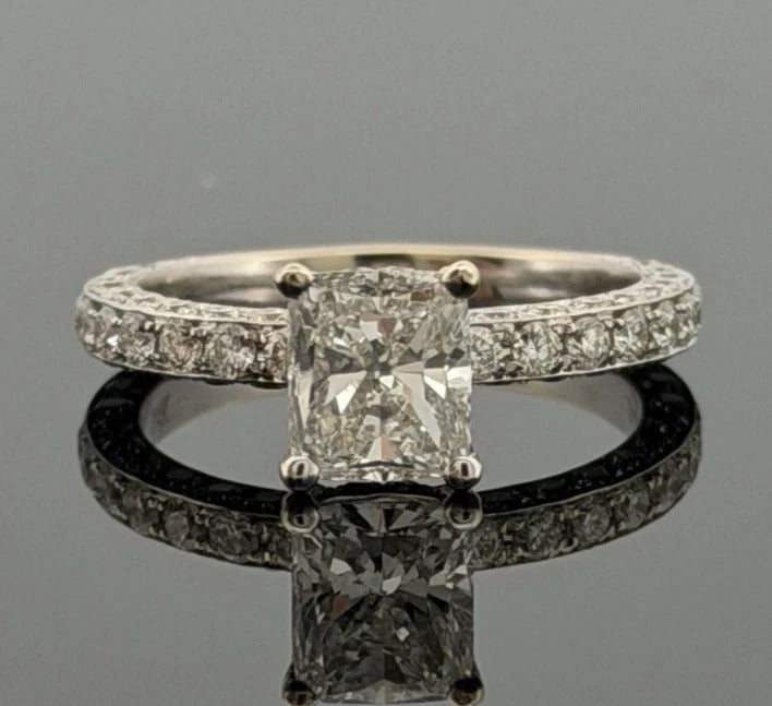 Consignment - Natural GIA Certified 1.21ct F VS1 14K Gold Cushion Diamond Engagement Ring Size 6 - 14k gold, diamond, ring...