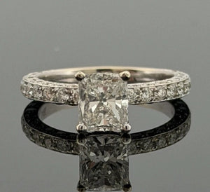 Natural GIA Certified 1.21ct  F VS1 14K Gold Cushion Diamond Engagement Ring Size 6