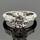 Consignment - Platinum 3.01ct Round Brilliant Natural Diamond GIA Baguettes Three-Stone Ring - platinum, diamond, ring - (...