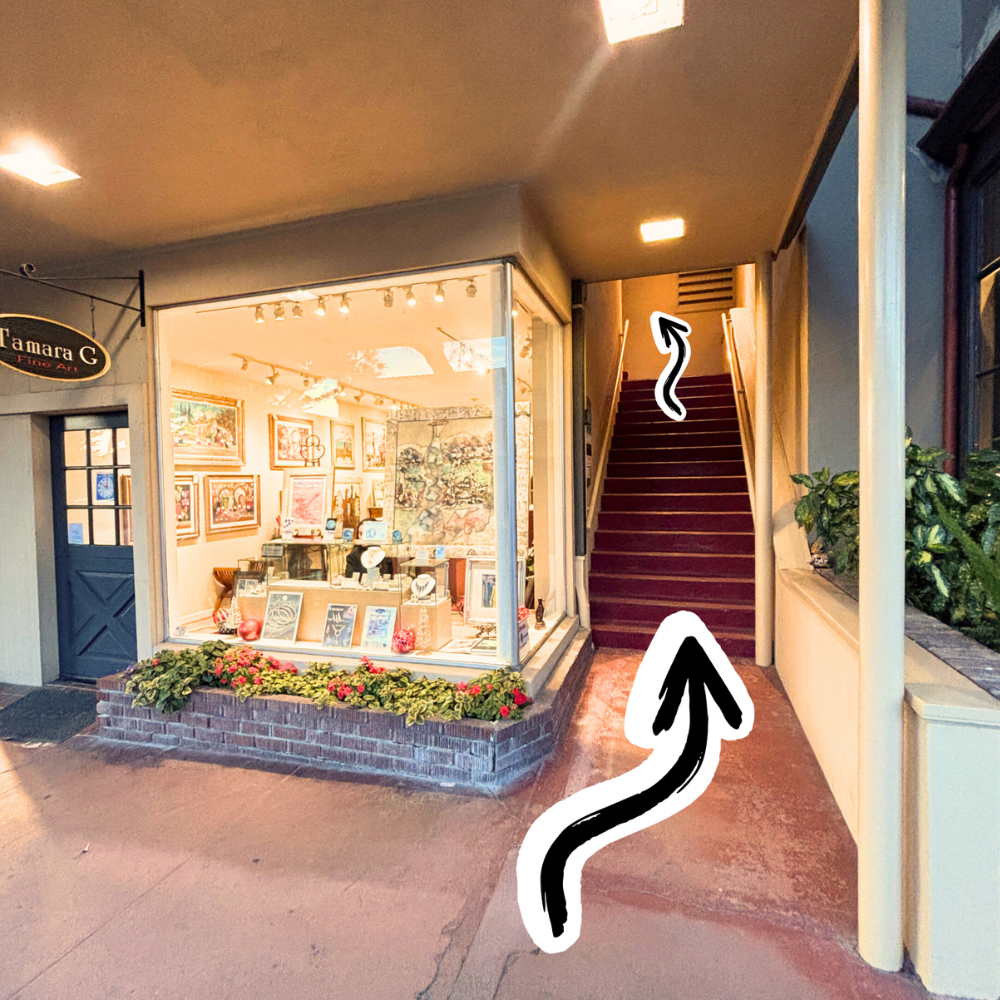 Entrance to our exclusive jewelry showroom upstairs. Visit Devine Jeweler for timeless elegance and certified fine jewelry.