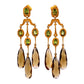 22K Yellow Gold  Golden Smoky Quartz & Peridot 20.87g Chandelier Earrings
