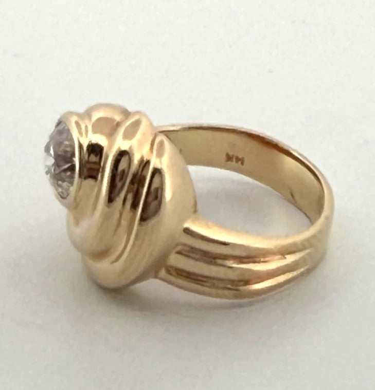 Vintage 14K Yellow Gold Old  1.00ct VS H-European Cut Diamond Ring Size 5