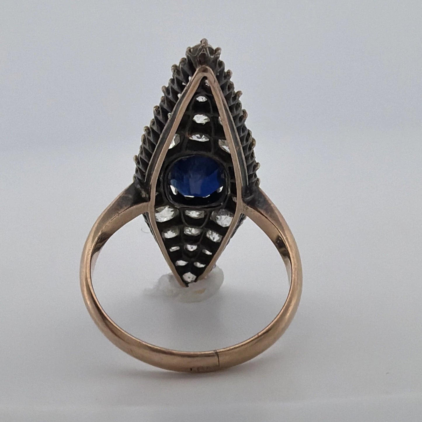 Antique Sapphire & Diamond Ring 2CT Sapphire 2.00CTW Diamonds Silver & 14K - Devine & Co.