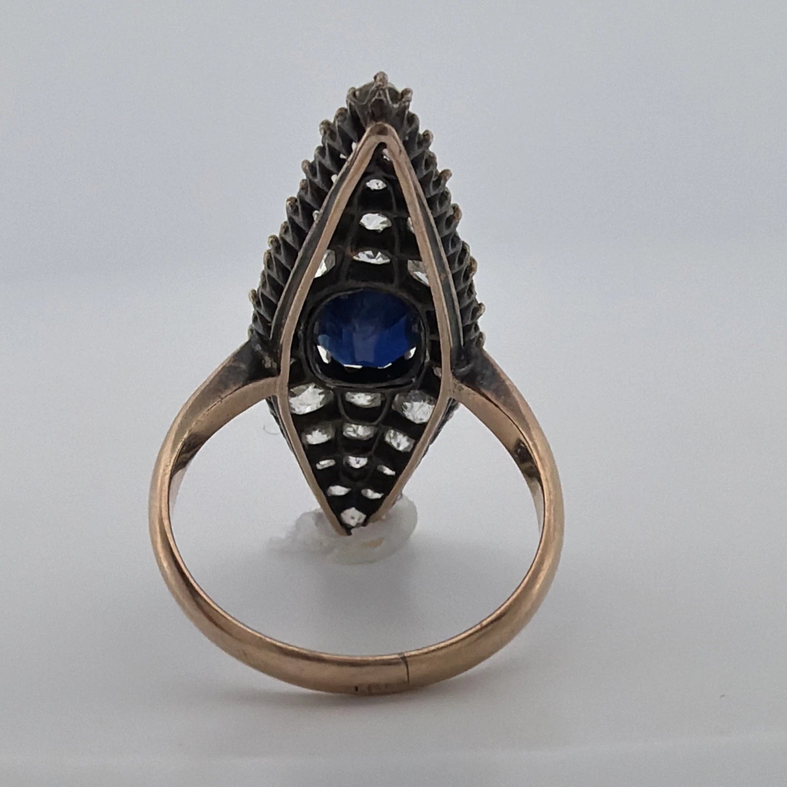 Antique Sapphire & Diamond Ring 2CT Sapphire 2.00CTW Diamonds Silver & 14K - Devine & Co.