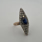 Antique Sapphire & Diamond Ring 2CT Sapphire 2.00CTW Diamonds Silver & 14K - Devine & Co.