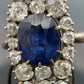 Antique Sapphire & Diamond Ring 2CT Sapphire 2.00CTW Diamonds Silver & 14K - Devine & Co.