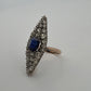 Antique Sapphire & Diamond Ring 2CT Sapphire 2.00CTW Diamonds Silver & 14K - Devine & Co.