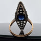 Antique Sapphire & Diamond Ring 2CT Sapphire 2.00CTW Diamonds Silver & 14K - Devine & Co.