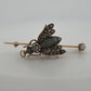 Antique Victorian Bee Brooch 14K Gold & Silver Diamond Emerald Cats Eye Quartz - Devine & Co.
