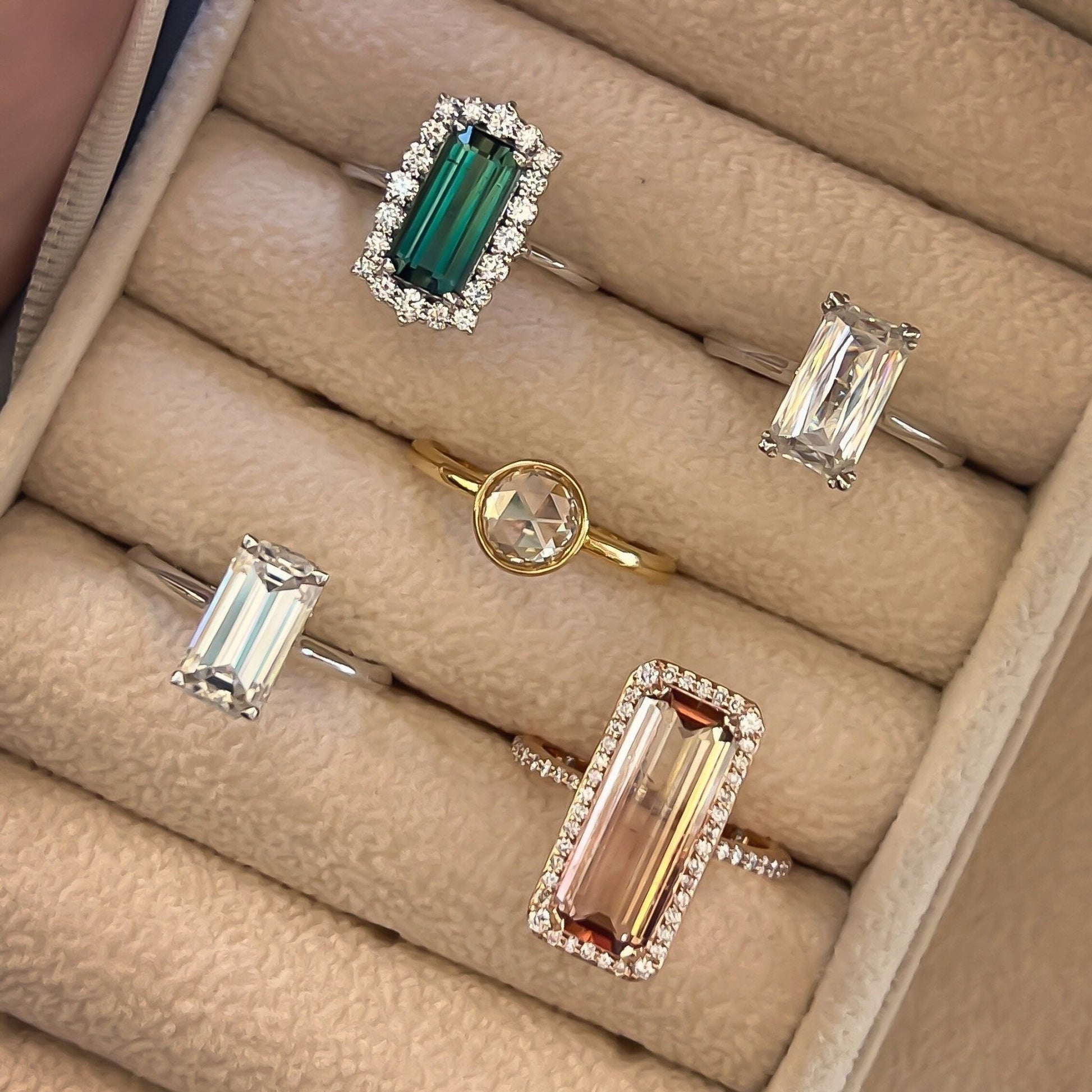 Crisscross Emerald Cut Moissanite Solitaire 3.50 Carat 14K - Devine & Co.