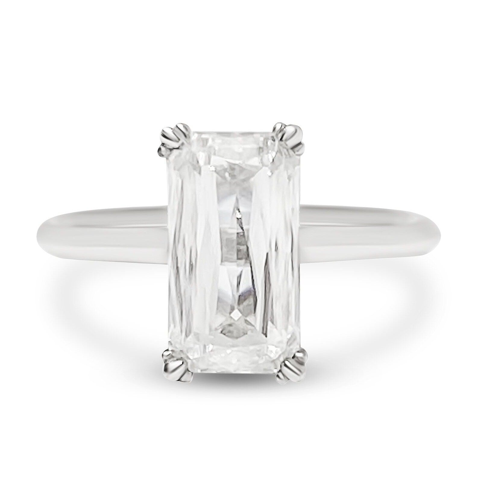 Crisscross Emerald Cut Moissanite Solitaire 3.50 Carat 14K - Devine & Co.