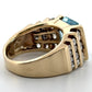 14K Yellow Gold Emerald Cut 7.75g Aquamarine Diamond Ring Size 4.75