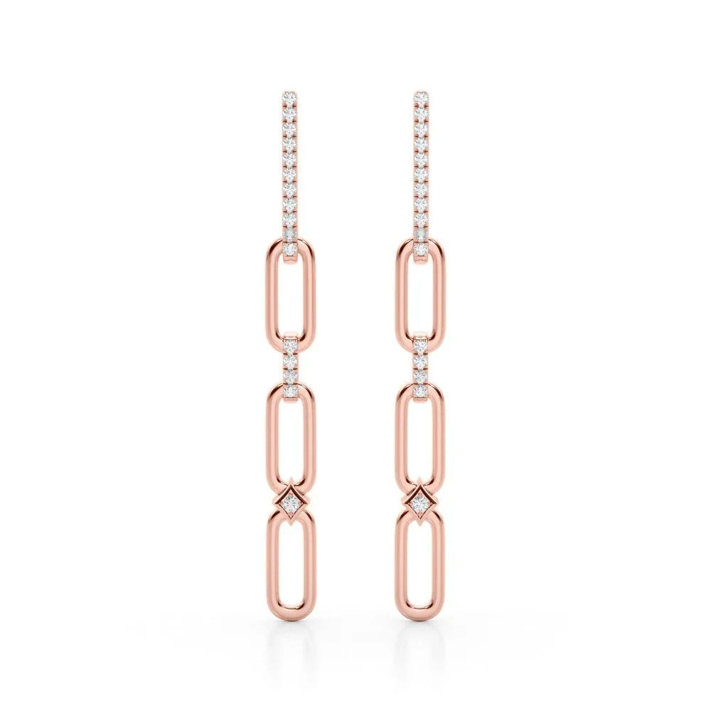 14K Paperclip Diamond Dangle Earrings 0.26CTW - Devine & Co.